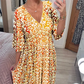 💃👗שמלת נשף פרחונית עם צווארון V