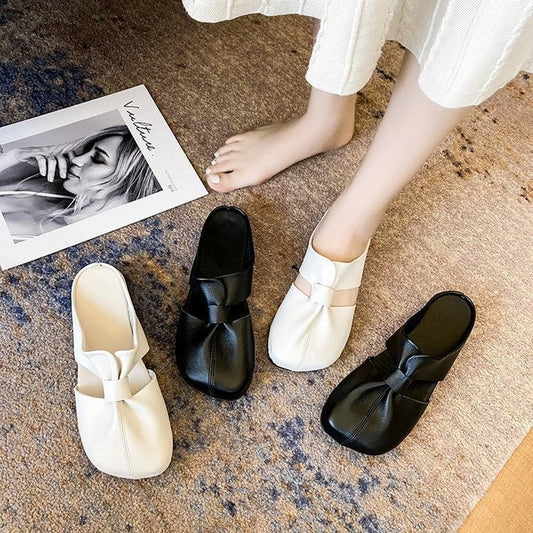 👣 Zachte leren sandalen met hol ontwerp en platte muiltjes