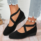 🌹Elegante effenkleurige schoenen met elastische bandjes en lage wigzool