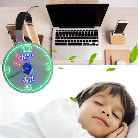 🔥Hot Sale🔥USB Ventilator met LED Klokverlichting