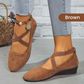 🌹Elegante effenkleurige schoenen met elastische bandjes en lage wigzool