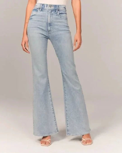 Flared jeans met superhoge taille en stretch