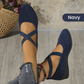 🌹Elegante effenkleurige schoenen met elastische bandjes en lage wigzool