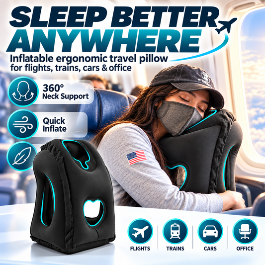 😴 50% הנחה לזמן מוגבל! ✈️ כרית נסיעות מתנפחת וארגונומית עם פתח מרכזי – ציפוי PVC קטיפתי, ניפוח מהיר, כולל תיק אחסון ✨