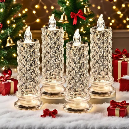 🔥50% הנחה✨מנורת שולחן LED בסגנון קריסטל🕯️תאורה רומנטית, מנורת לילה מושלמת לחדר השינה