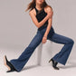 Flared jeans met superhoge taille en stretch