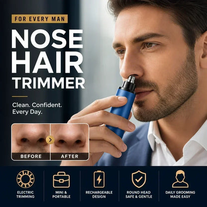 👃 גוזם שיער אף נטען, ראש עגול בטוח לטיפוח גברים! הנחה -50% ⚡🔥