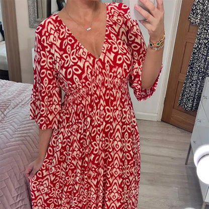 💃👗שמלת נשף פרחונית עם צווארון V