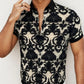 Heren Cooling Stretch Opstaande Kraag 3D Bloemen Shirt