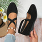 🌹Elegante effenkleurige schoenen met elastische bandjes en lage wigzool