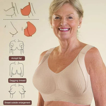 🎁Koop 1, krijg 3 pakketten💕Dames rib-kousen beha push-up draadloos & verstelbaar🌸