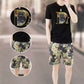Tweedelige Herenoutfit - T-shirt met Letterprint en Korte Broek met Berenprint