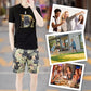 Tweedelige Herenoutfit - T-shirt met Letterprint en Korte Broek met Berenprint