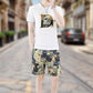 Tweedelige Herenoutfit - T-shirt met Letterprint en Korte Broek met Berenprint