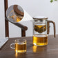 Water afscheidings glazen theepot met houten handvat