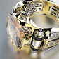 Zware Vintage Zirkonia Brede Bandring