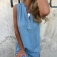 Mouwloze V-hals jurk met knoopsluiting voor dames