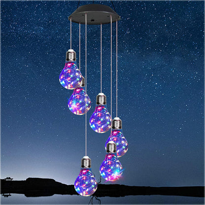 💡Kleurrijke LED-lamp op zonne-energie voor buiten met windgong