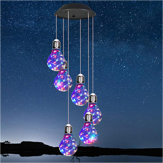 💡Kleurrijke LED-lamp op zonne-energie voor buiten met windgong