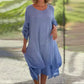 💕Elegante effen jurk met ronde hals voor dames