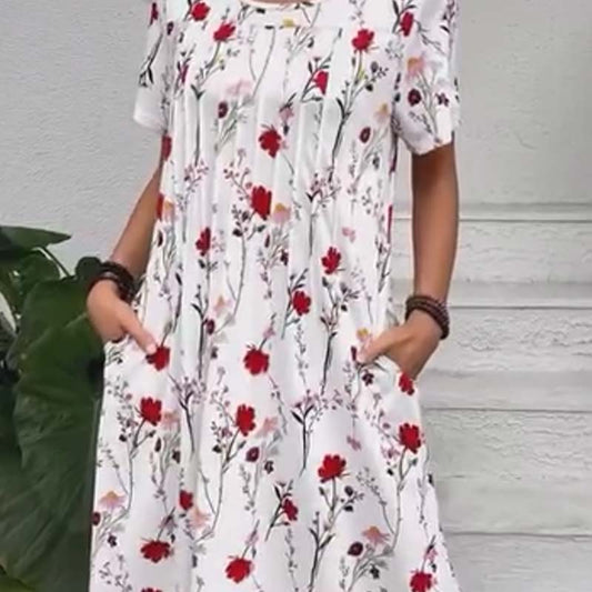 🎉 Vrouwen Zoete Bloemenprint Plissé Jurk