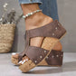 Vrouwen mode klinknagel wedge vissen mond dikke bodem sandalen