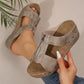 Vrouwen mode klinknagel wedge vissen mond dikke bodem sandalen