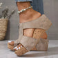 Vrouwen mode klinknagel wedge vissen mond dikke bodem sandalen