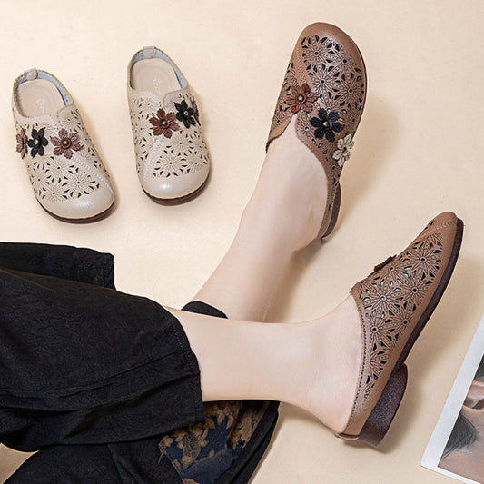 Dames elegante sandalen van PU-leer met bloemenontwerp