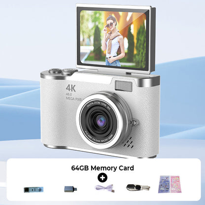 📸 מצלמה דיגיטלית 4K עם מסך מתהפך 2.4" – זום 8x, פוקוס אוטומטי, פלאש מובנה. מושלמת לוולוגים ולסלפי! ✨🎥