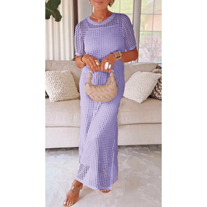 🌺Zomerspecial - 50% korting  Lange damesjurk met uitsnijding - tweedelige set
