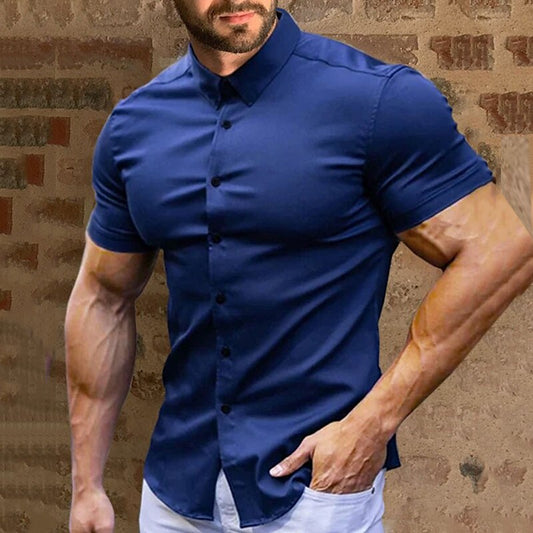 ✨👕 חולצות מכופתרות לגברים עמידות בפני קמטים - בד שנשאר חלק ללא צורך בגיהוץ.