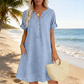 🏖️50% הנחה!👗שמלת טוניקה לנשים עם צווארון V – גזרה רפויה, כיסים ובד נושם