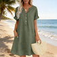 🏖️50% הנחה!👗שמלת טוניקה לנשים עם צווארון V – גזרה רפויה, כיסים ובד נושם