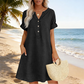 🏖️50% הנחה!👗שמלת טוניקה לנשים עם צווארון V – גזרה רפויה, כיסים ובד נושם