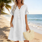 🏖️50% הנחה!👗שמלת טוניקה לנשים עם צווארון V – גזרה רפויה, כיסים ובד נושם