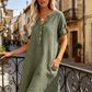 🏖️50% הנחה!👗שמלת טוניקה לנשים עם צווארון V – גזרה רפויה, כיסים ובד נושם