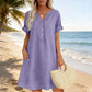 🏖️50% הנחה!👗שמלת טוניקה לנשים עם צווארון V – גזרה רפויה, כיסים ובד נושם