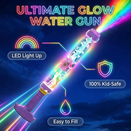 ⏳💦 מבצע! אקדח מים עם תאורת לד ומשאבה זרחנית 🔫✨