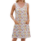 👗🌸 מבצע! שמלת פרחים חסרת שרוולים צוואר V עם כיסים ✨