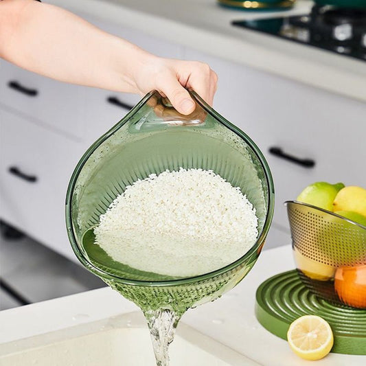 🍚 מסננת רב-תכליתית לשטיפת אורז עם ידית | 🌿 קלה לשימוש ועמידה