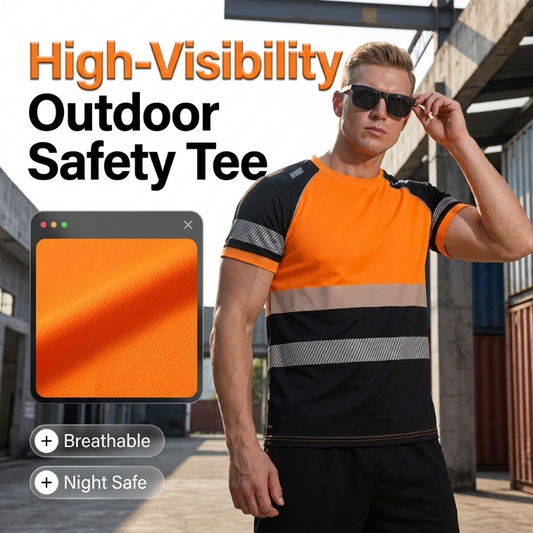 😎👕 חולצת ספורט לגברים בשילוב צבעים פלואורסנטיים, בטיחות גבוהה לטיולים ועבודה בחוץ ✨