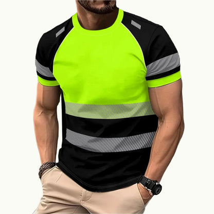😎👕 חולצת ספורט לגברים בשילוב צבעים פלואורסנטיים, בטיחות גבוהה לטיולים ועבודה בחוץ ✨