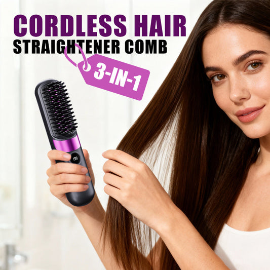 💇 מסרק לישון שיער רב תפקודי ללא חוטים | שיניים רחבות למניעת כוויות, טעינה USB-C נייד לכל מקום✅