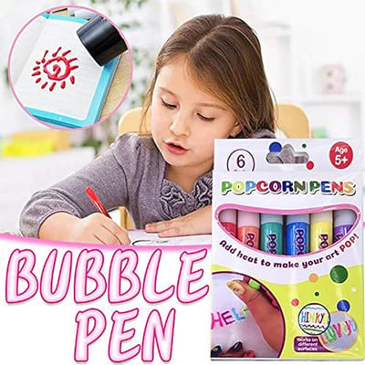 🖍️🎁 עטי ציור פופקורן בועות ליצירה עצמית, אפקט תלת מימד, משחק יצירתי לילדים בבית