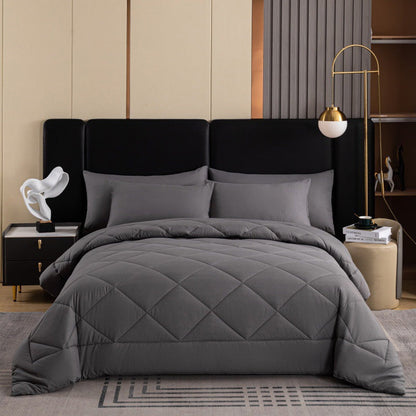 🛏️50% הנחה! סט שמיכת פוך מרופדת 3 חלקים עם ציפות לכריות, רך ונוח, מעניק מראה חדש לחדר השינה ✨💤