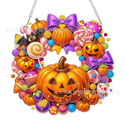 🔥50% הנחה🎃 ערכת DIY מלאה לזר דלעת סתיו בדוגמת יהלום, תלייה לקישוט הבית, חגי סתיו🍂✨