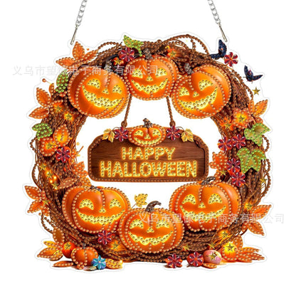 🔥50% הנחה🎃 ערכת DIY מלאה לזר דלעת סתיו בדוגמת יהלום, תלייה לקישוט הבית, חגי סתיו🍂✨
