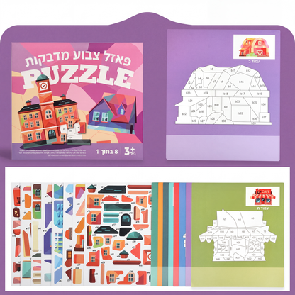 🎁מבצע מוגבל בזמן! 🎨 ספר פעילות מדבקות גיאומטרי לילדים ✨ חינוכי ומהנה, מתנה מושלמת לילדים ⚡50% הנחה