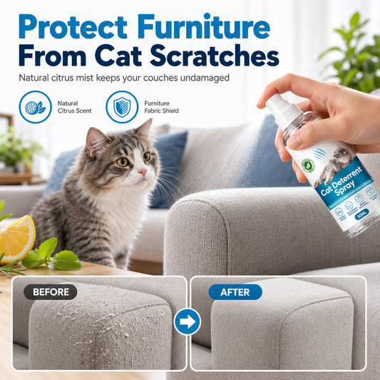 🐱 LIMITED-TIME 50% OFF! ✨ Citrus Cat Scratch Deterrent Spray – 100ml, Stop Cats Scratching Furniture 🧴
